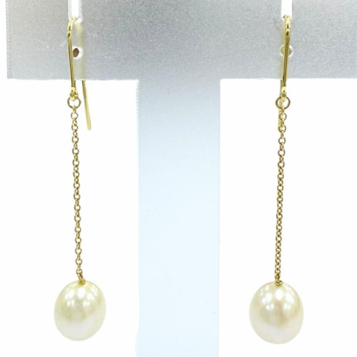 Tiffany & Co. by the Yard 18K Yellow Gold Pearl Earrings – front view