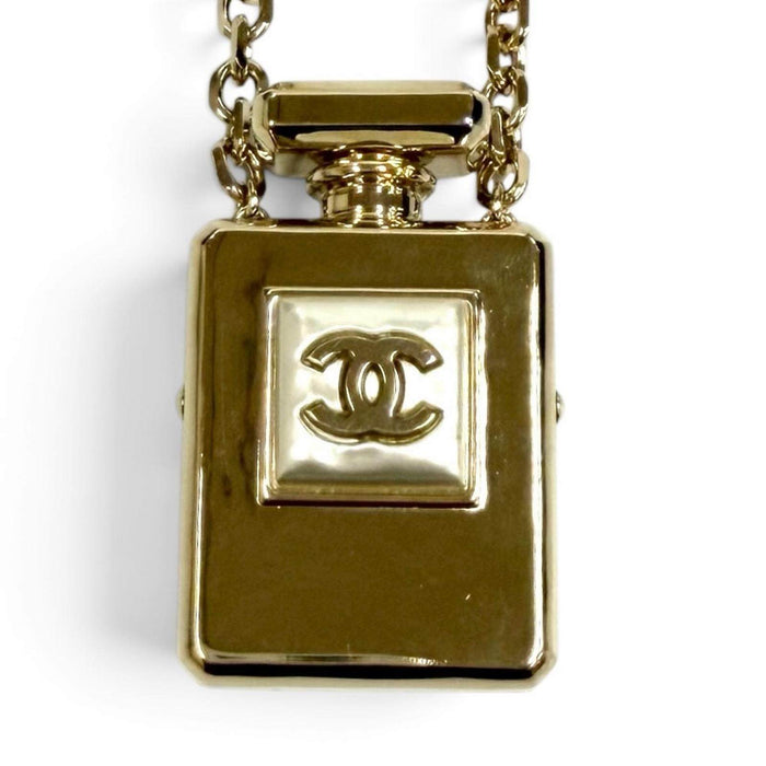 Chanel Coco Perfume Bottle Rocket Gold-Plated Necklace – front view
