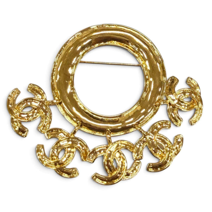 Chanel Coco Mark Circle Gold-Plated Brooch – front view