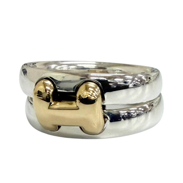 Hermès Oramp H Logo Sterling Silver Ring – front view
