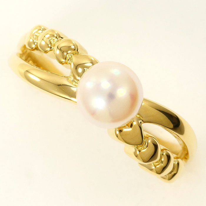 Mikimoto 18K Yellow Gold Pearl Ring – front view