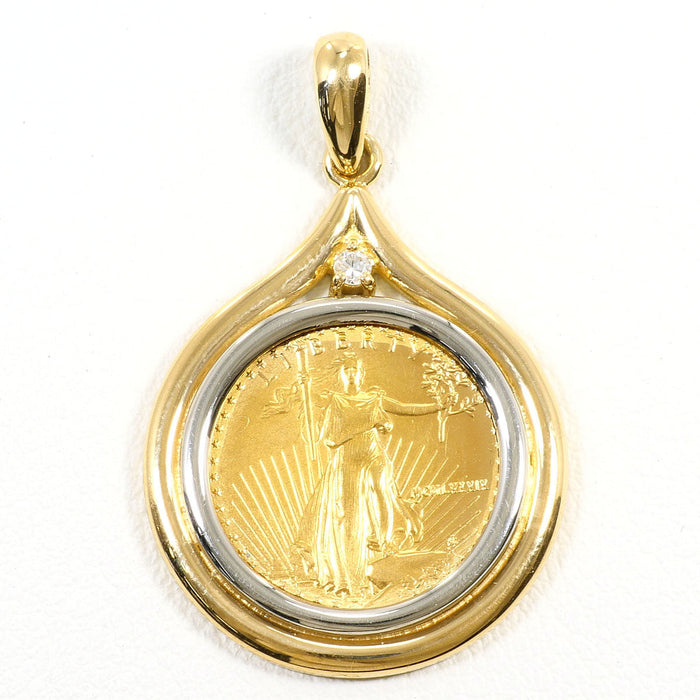 22K Yellow Gold Diamond Pendant – front view