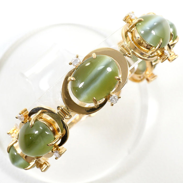 10K Yellow Gold Nephrite Cat’s Eye Diamond Bracelet – front view