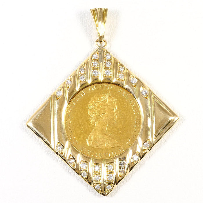 22K Yellow Gold Diamond Pendant – front view