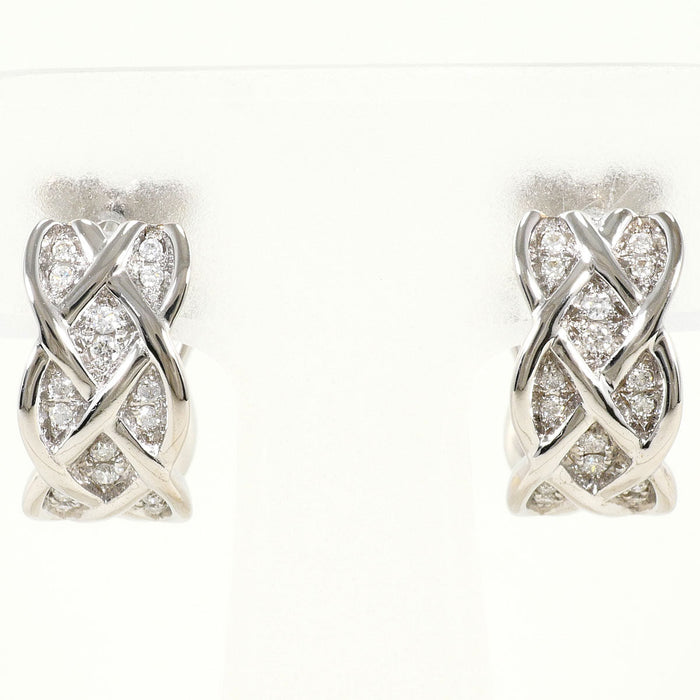 18K White Gold Diamond Earrings – front view