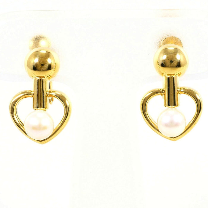 18K Yellow Gold Akoya Pearl Earrings – front view