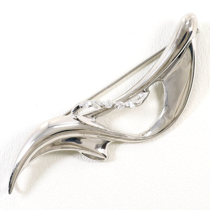14K White Gold Diamond Brooch – front view