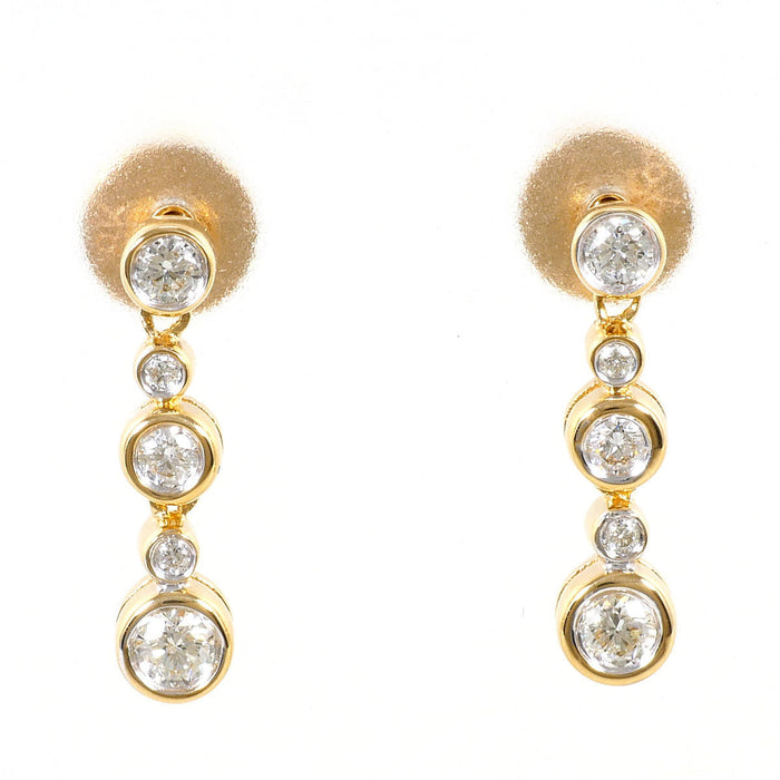 18K Yellow Gold Diamond Earrings – front view