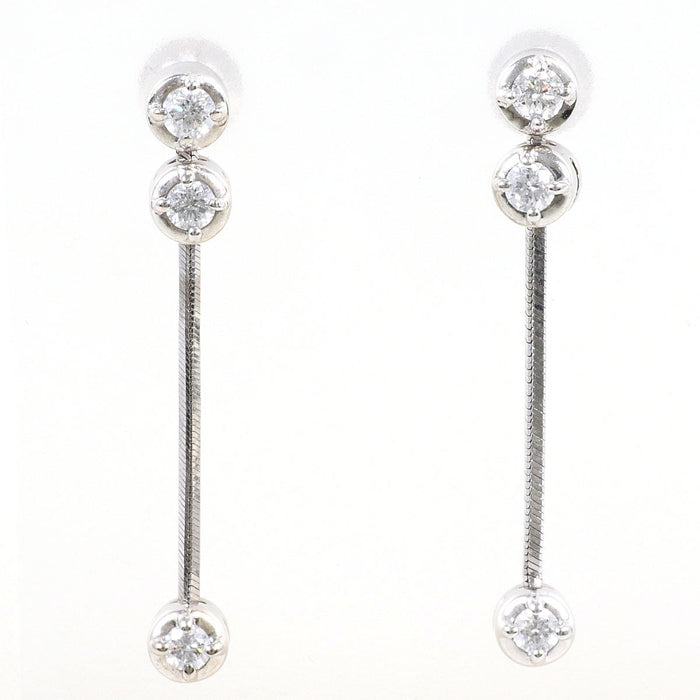 18K White Gold Diamond Earrings – front view