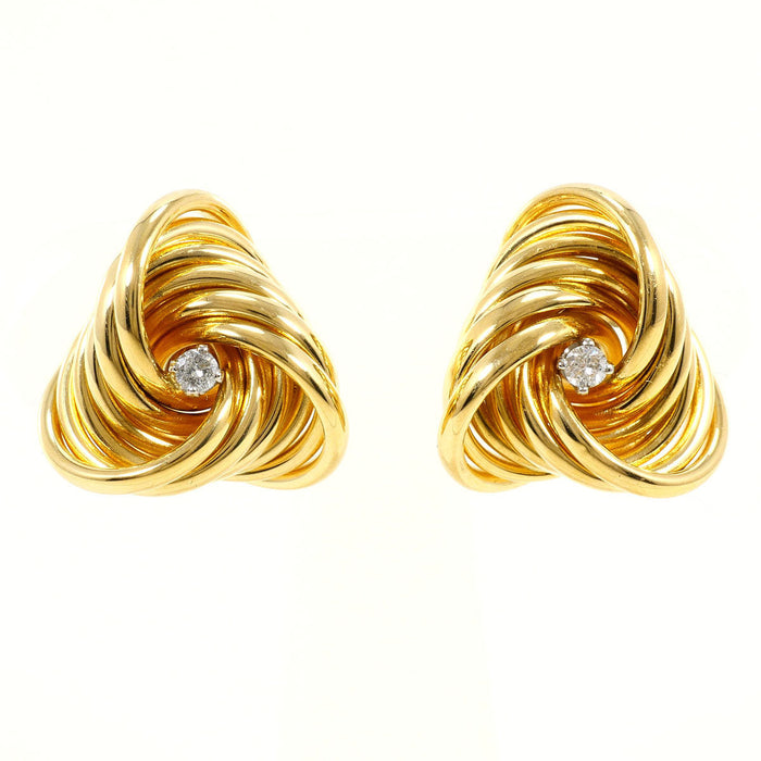18K Yellow Gold Diamond Earrings – front view