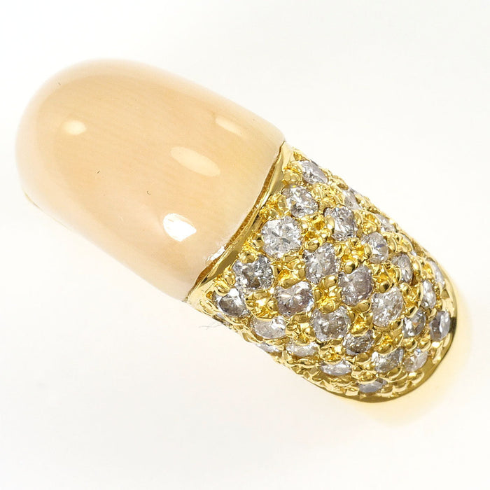 18K Yellow Gold Diamond Coral Ring – front view