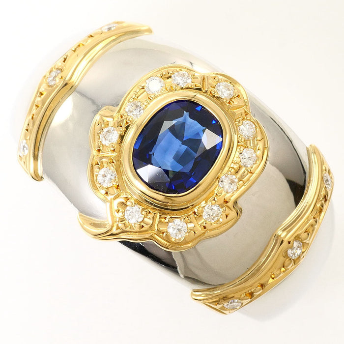 Platinum Diamond Sapphire Ring – front view