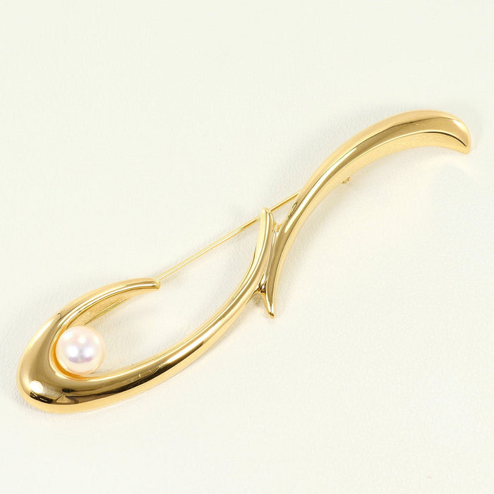 18K Yellow Gold Akoya Pearl Brooch – front view