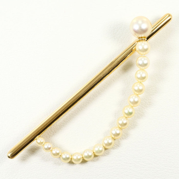 18K Yellow Gold Akoya Pearl Brooch – front view