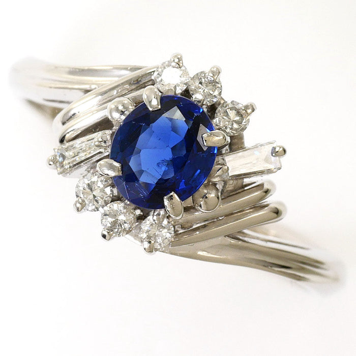 Platinum Diamond Sapphire Ring – front view