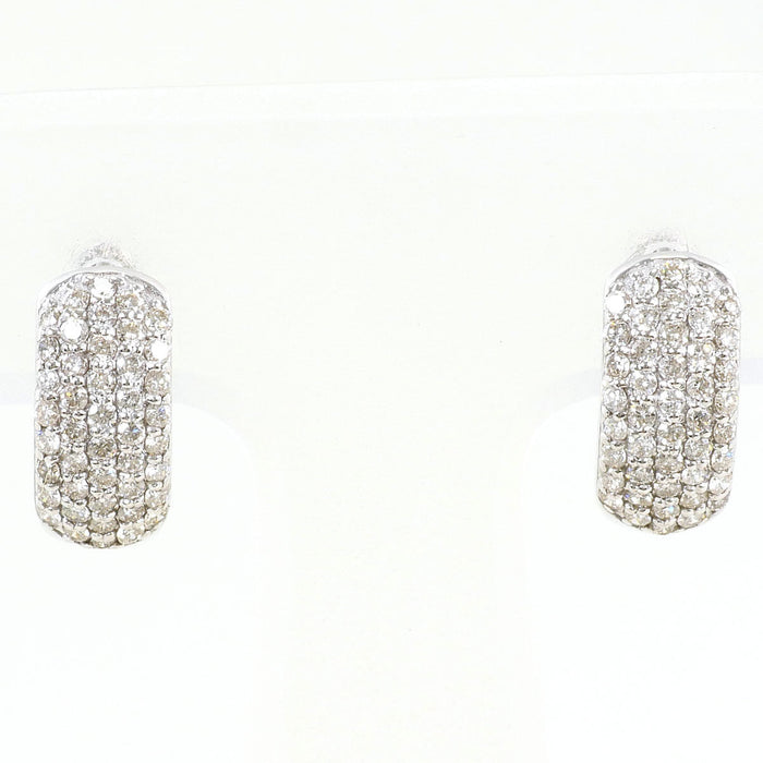 18K White Gold Diamond Earrings – front view
