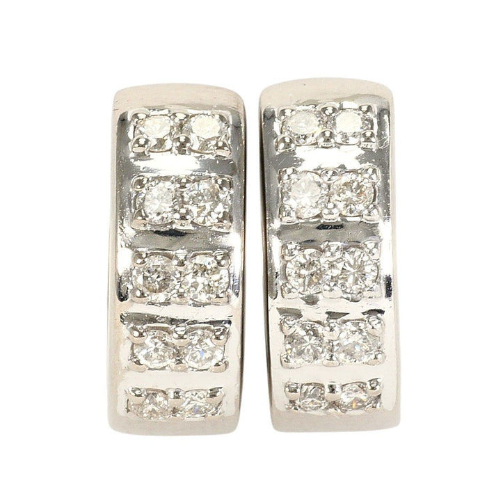 18K White Gold K9 Diamond Earrings – front view