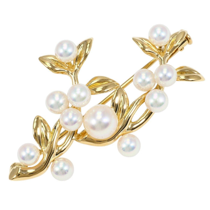 18K Yellow Gold Akoya Pearl Brooch – front view