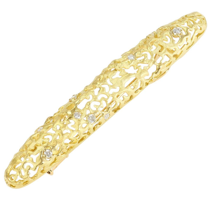 18K Yellow Gold Diamond Brooch – front view