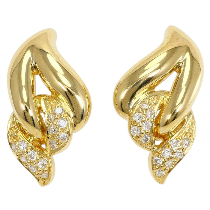18K Yellow Gold Diamond Earrings – front view