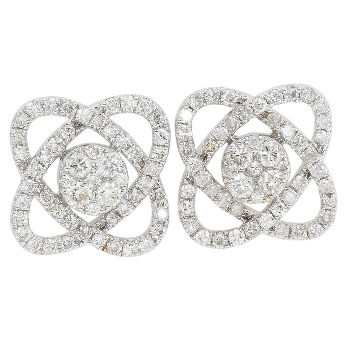 18K White Gold Diamond Earrings – front view
