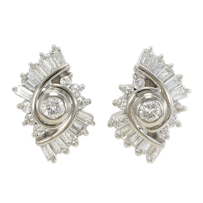 Platinum Diamond Earrings – front view
