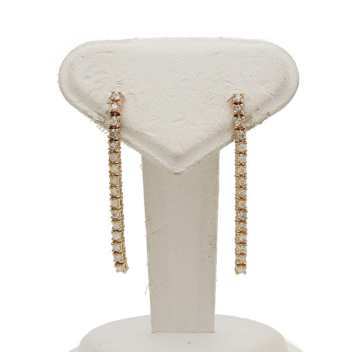 18K Yellow Gold Diamond Earrings – front view