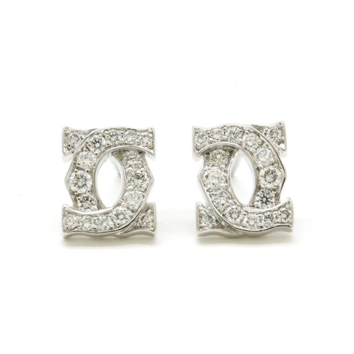 Cartier 2C Entrelacés 18K White Gold Diamond Earrings – front view