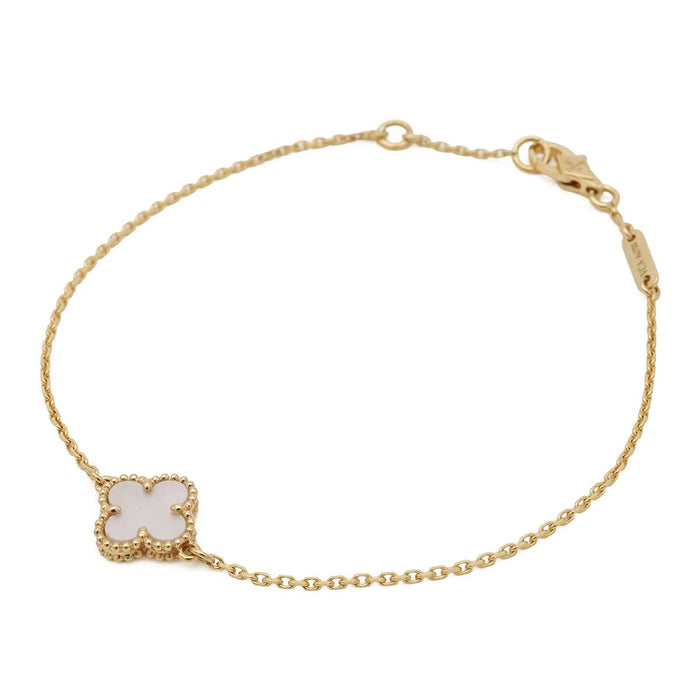 Van Cleef & Arpels Sweet Alhambra 18K Yellow Gold Mother of Pearl Bracelet – front view