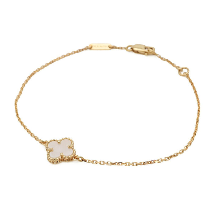 Van Cleef & Arpels Sweet Alhambra 18K Yellow Gold Pearl Bracelet – front view