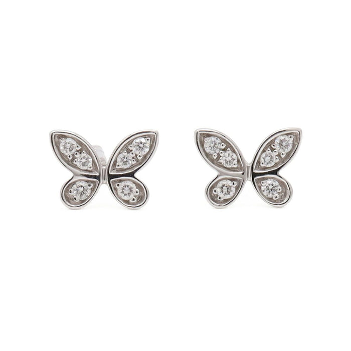 18K White Gold Graff Pave Butterfly Diamond Earrings – front view