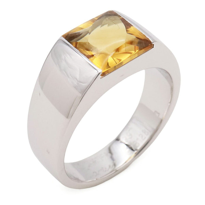 Cartier Tank 18K White Gold Citrine Solitaire Ring – front view