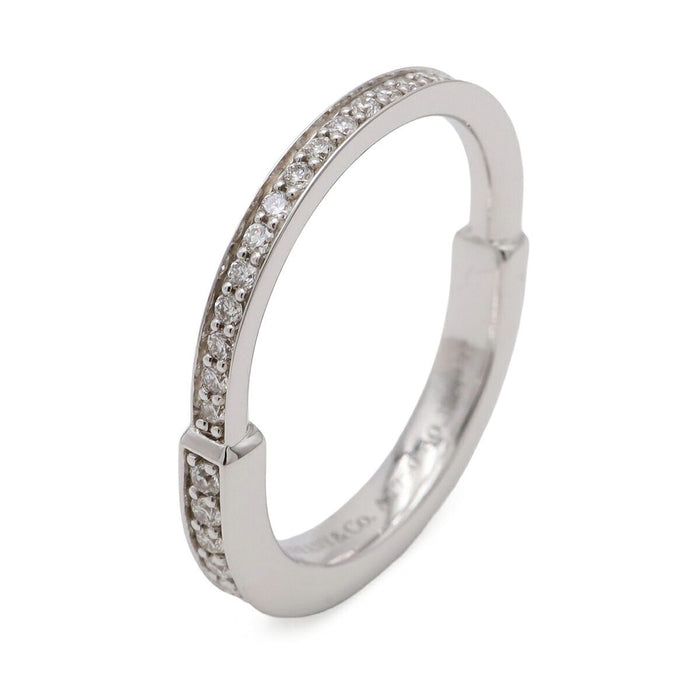 Tiffany & Co. Lock 18K White Gold Diamond Ring – front view