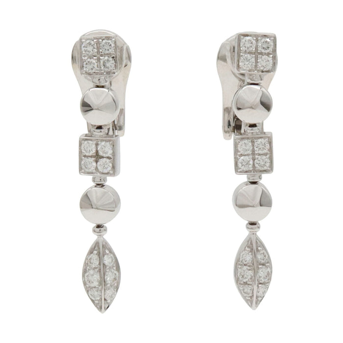 Bulgari Lucia 18K White Gold Diamond Earrings – front view