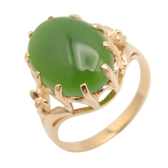 10K Yellow Gold Jade Ring – front view