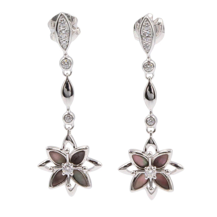 Tasaki 18K White Gold Mother of Pearl Diamond Earrings – front view