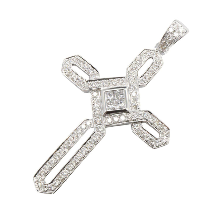 18K White Gold Diamond Pendant – front view