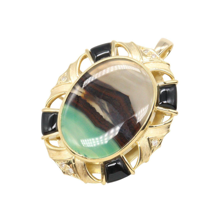 18K Yellow Gold Diamond Chalcedony Pendant – front view
