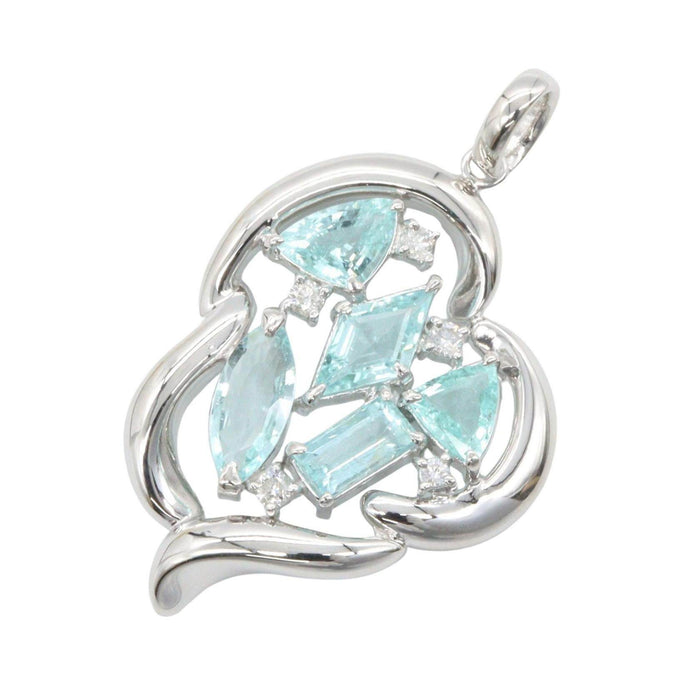 18K White Gold Tourmaline Diamond Pendant – front view