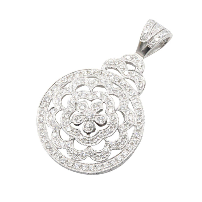 18K White Gold Diamond Pendant – front view