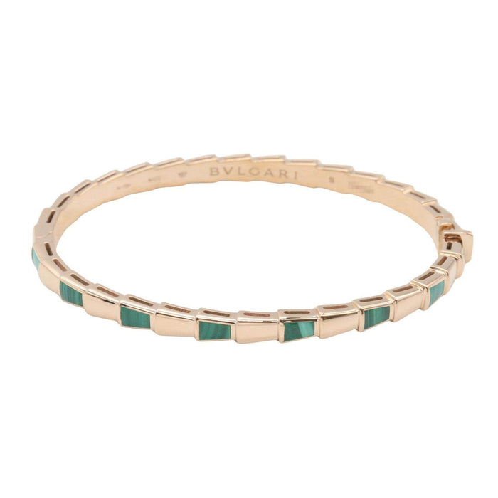 Bulgari Serpenti Viper 18K Rose Gold Malachite Bracelet – front view