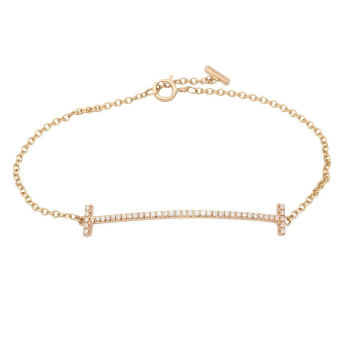 Tiffany & Co. T Smile 18K Rose Gold Diamond Bracelet – front view