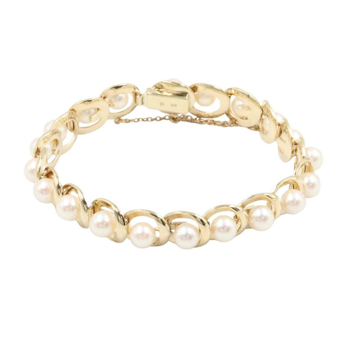 Mikimoto 14K Yellow Gold Pearl Bracelet – front view