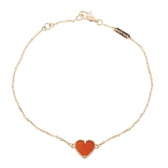 Van Cleef & Arpels Sweet Alhambra Heart 18K Rose Gold Garnet Bracelet – front view
