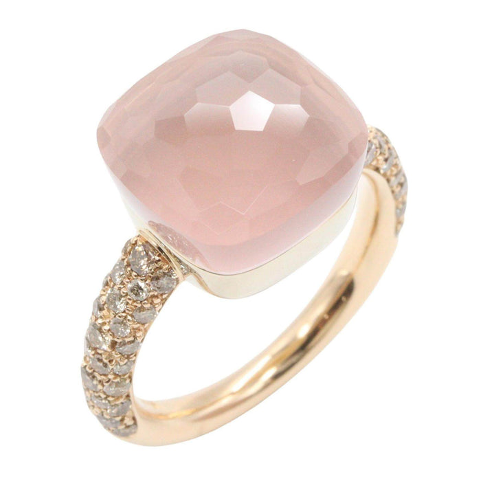 Pomellato Nudo Maxi Rose Quartz 18K Rose Gold Diamond Ring – front view