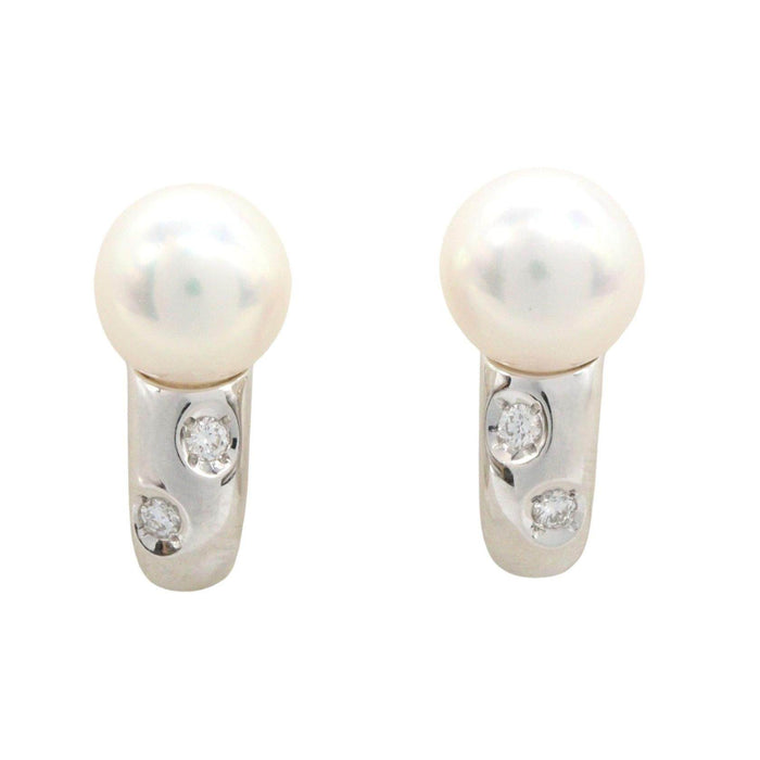 Mikimoto 18K White Gold Pearl Clip-On Earrings – front view