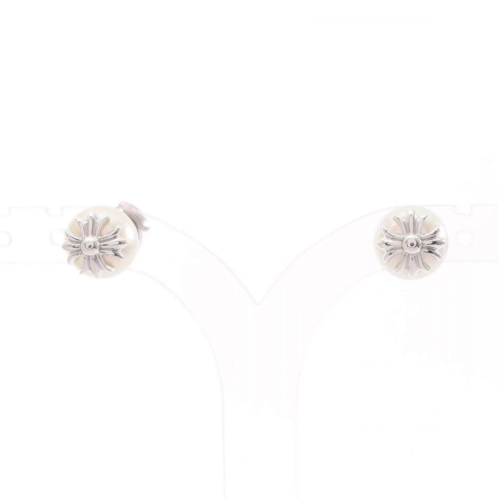 Chrome Hearts Mikimoto 18K White Gold Pearl Earrings – front view
