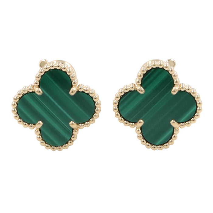 Van Cleef & Arpels Vintage Alhambra 18K Yellow Gold Jadeite Earrings – front view