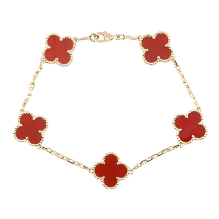 Van Cleef & Arpels Vintage Alhambra 18K Rose Gold Coral Bracelet – front view
