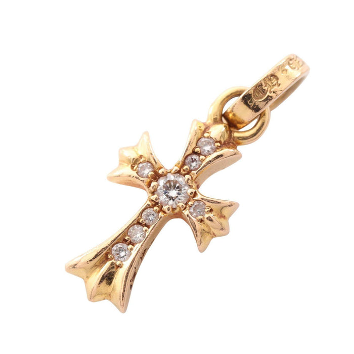 Chrome Hearts CH Cross Babyfat 22K Yellow Gold Diamond Pendant – front view